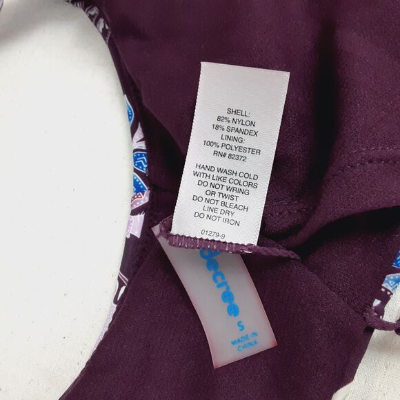 Decree Womens Small Wrap Style Front Purple Plum Tropical Floral Bikini Top - Picture 9 of 14